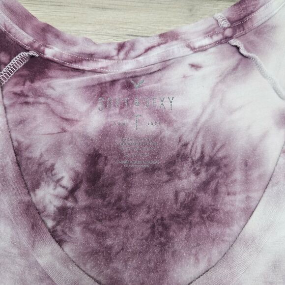 American Eagle Womens Purple Tie Dye Shirt Small Stretch Comfort - Picture 5 of 6